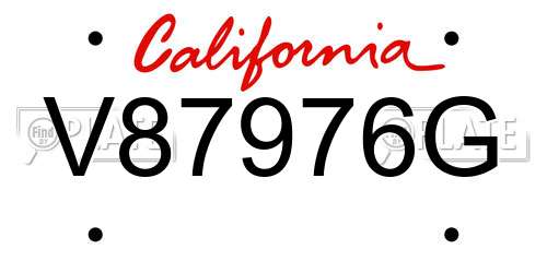 V87976G California License Plate