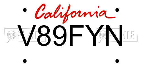 V89FYN California License Plate