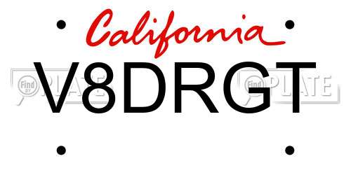 V8DRGT California License Plate
