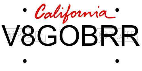 V8GOBRR California License Plate