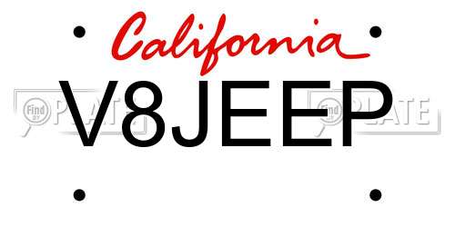 V8JEEP California License Plate