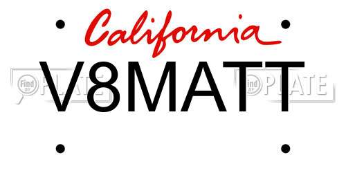 V8MATT California License Plate