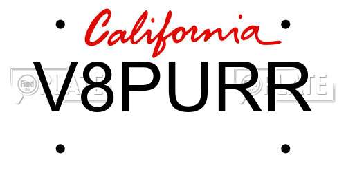 V8PURR California License Plate