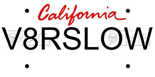 V8RSLOW California License Plate