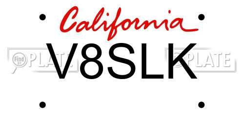 V8SLK California License Plate