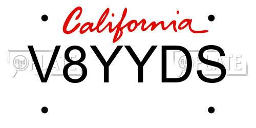 V8YYDS California License Plate