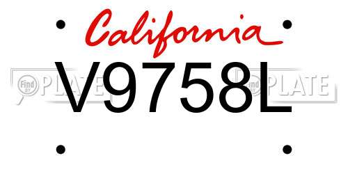 V9758L California License Plate