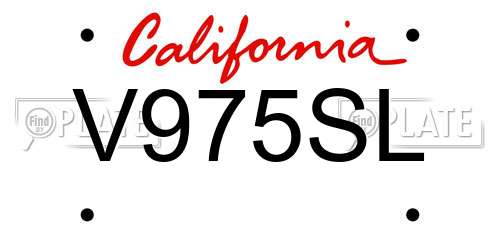 V975SL California License Plate