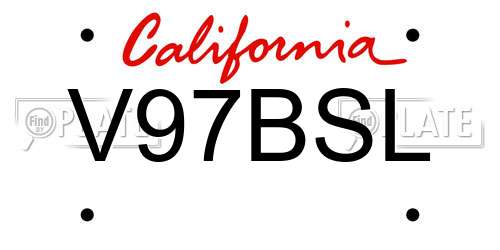V97BSL California License Plate