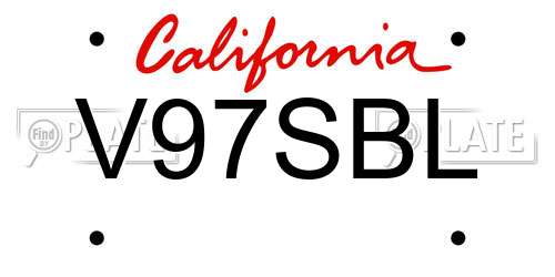 V97SBL California License Plate