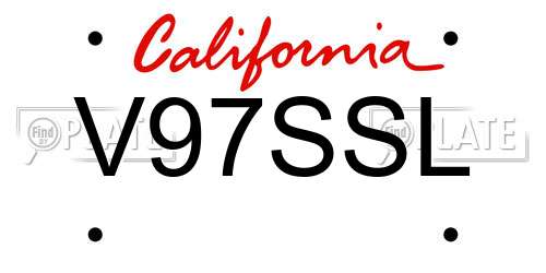 V97SSL California License Plate