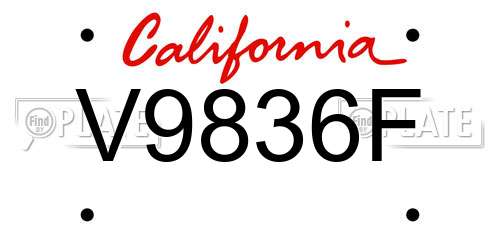 V9836F California License Plate