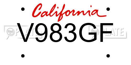 V983GF California License Plate
