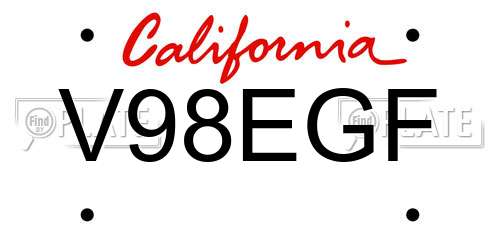 V98EGF California License Plate