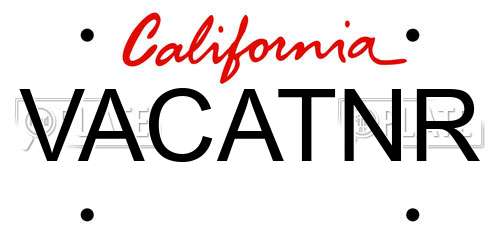 VACATNR California License Plate