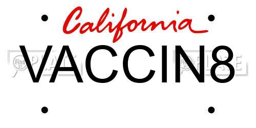 VACCIN8 California License Plate