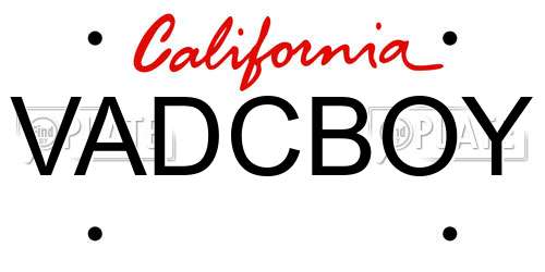 VADCBOY California License Plate