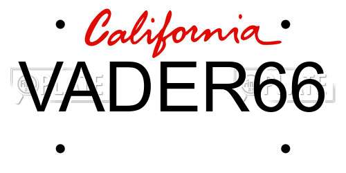 VADER66 California License Plate