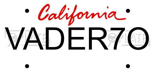 VADER7O California License Plate