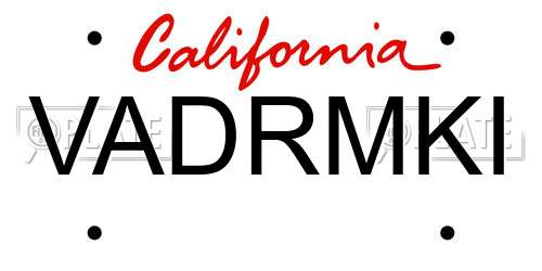 VADRMKI California License Plate