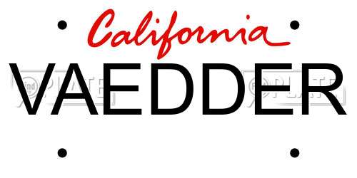 VAEDDER California License Plate