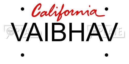 VAIBHAV California License Plate