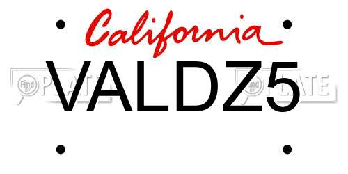 VALDZ5 California License Plate