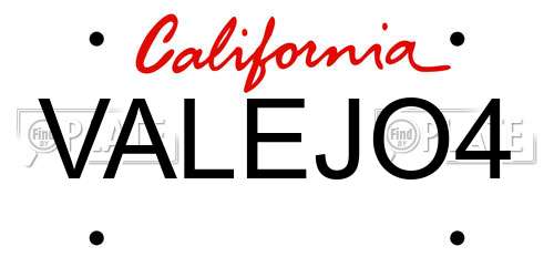 VALEJO4 California License Plate