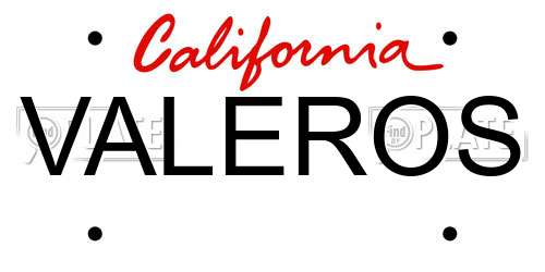 VALEROS California License Plate