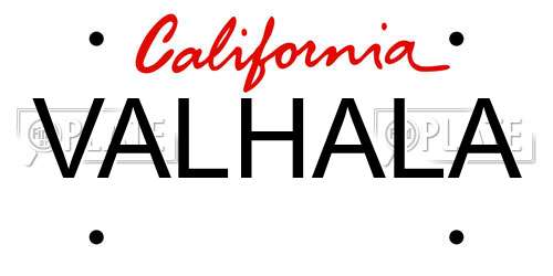 VALHALA California License Plate