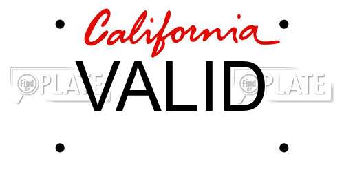 VALID California License Plate