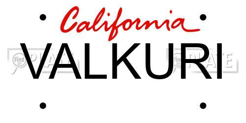 VALKURI California License Plate