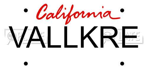 VALLKRE California License Plate