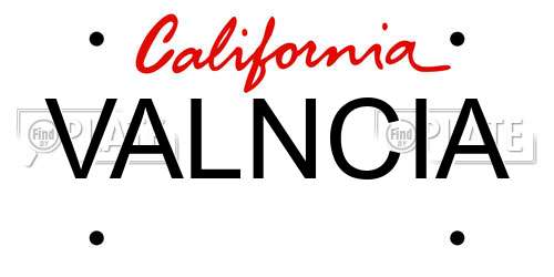 VALNCIA California License Plate