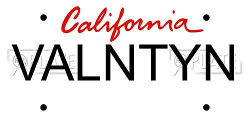 VALNTYN California License Plate