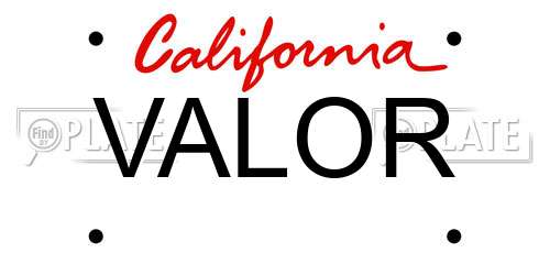 VALOR California License Plate