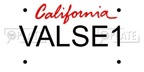 VALSE1 California License Plate