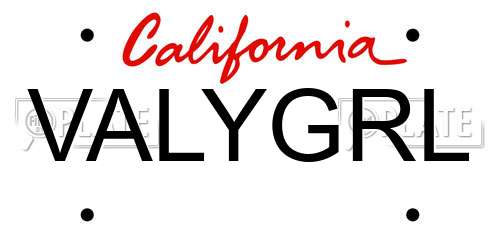 VALYGRL California License Plate