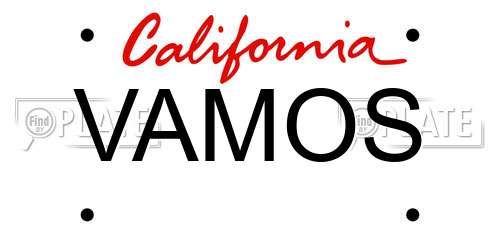 VAMOS California License Plate