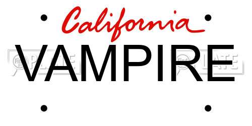 VAMPIRE California License Plate
