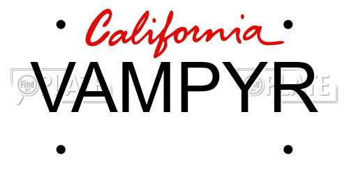 VAMPYR California License Plate