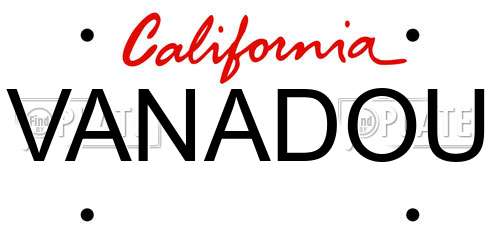 VANADOU California License Plate
