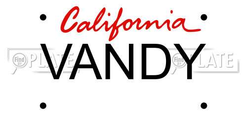 VANDY California License Plate