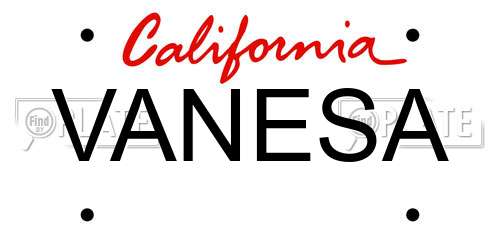 VANESA California License Plate