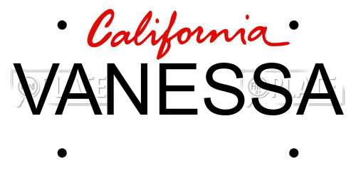 VANESSA California License Plate