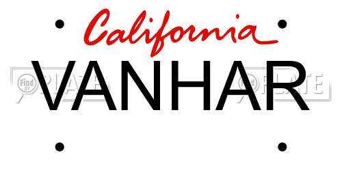 VANHAR California License Plate