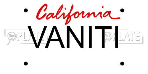 VANITI California License Plate