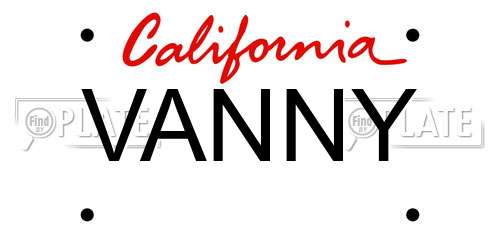 VANNY California License Plate