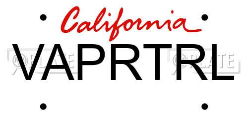 VAPRTRL California License Plate