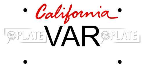 VAR California License Plate